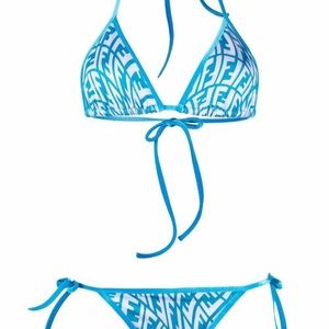 Fendi women's blue triangle bikini set